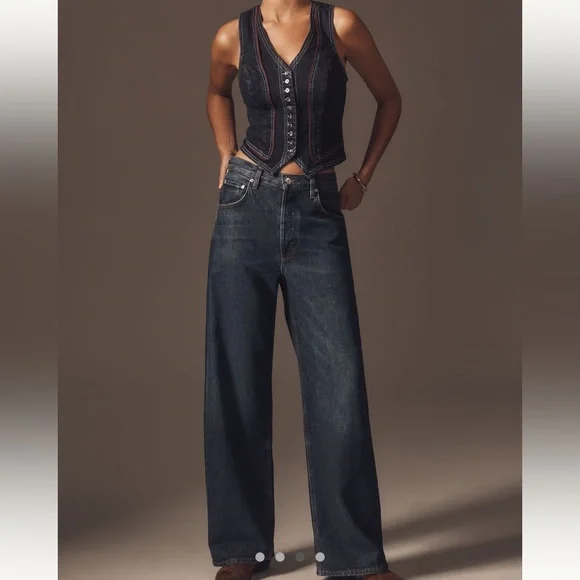 Anthropologie Pilcro Contrast Denim Vest  Top with Red Accents SIZE SMALL NEW - Picture 3 of 8